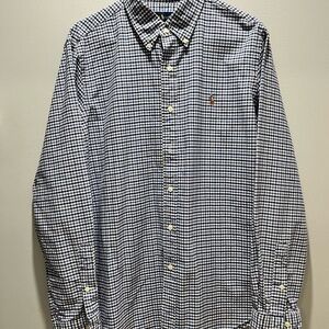 Polo Ralph‎ Lauren Dress Shirt Mens L Blue Purple Check Plaid Long Sleeve